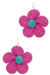 Flower Shaped Raffia Hook Earrings