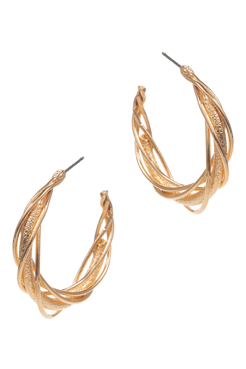 Round Shaped Basic Metal Doule Twist Hoop Earrings