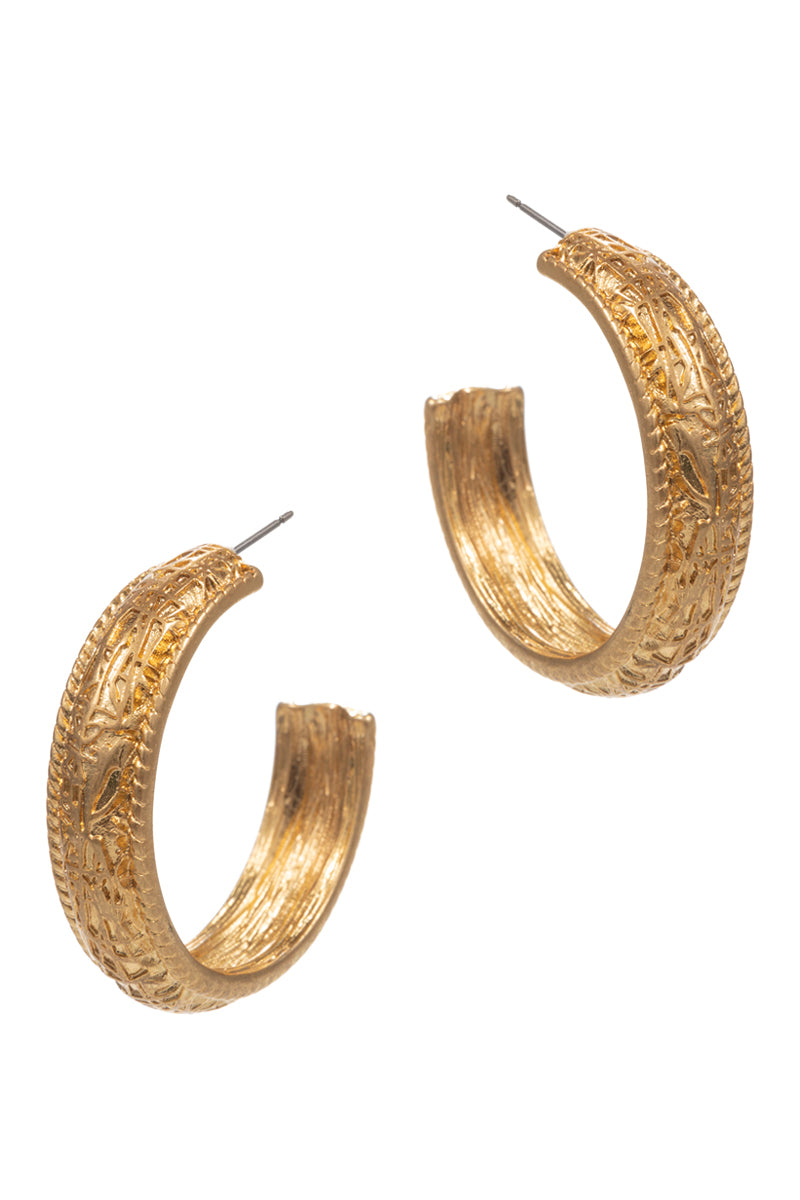 Narrow Flat Round Shaped Metal Hoop Earrings