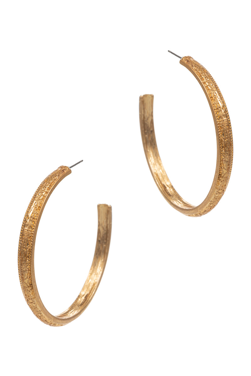 Flat Round Shaped Metal Hoop Earrings