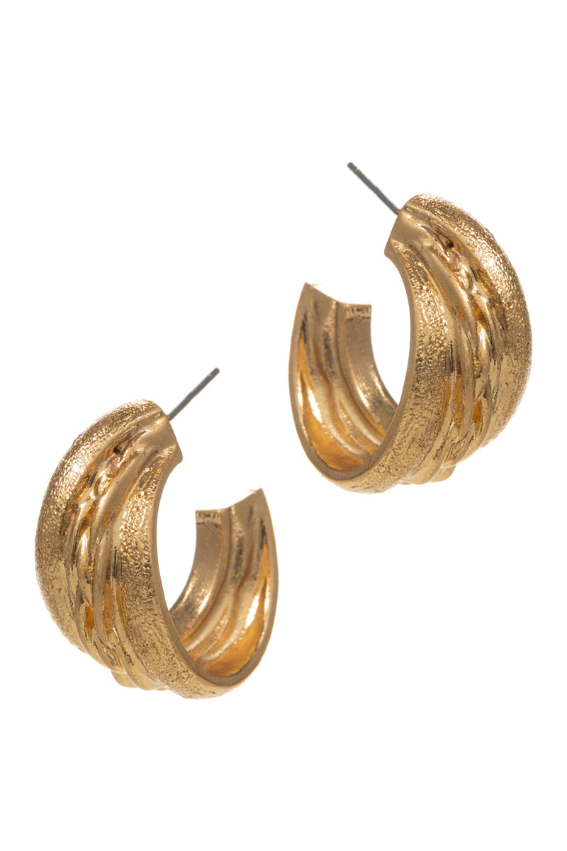 Textured Metal Basic Metal Hoop Earrings