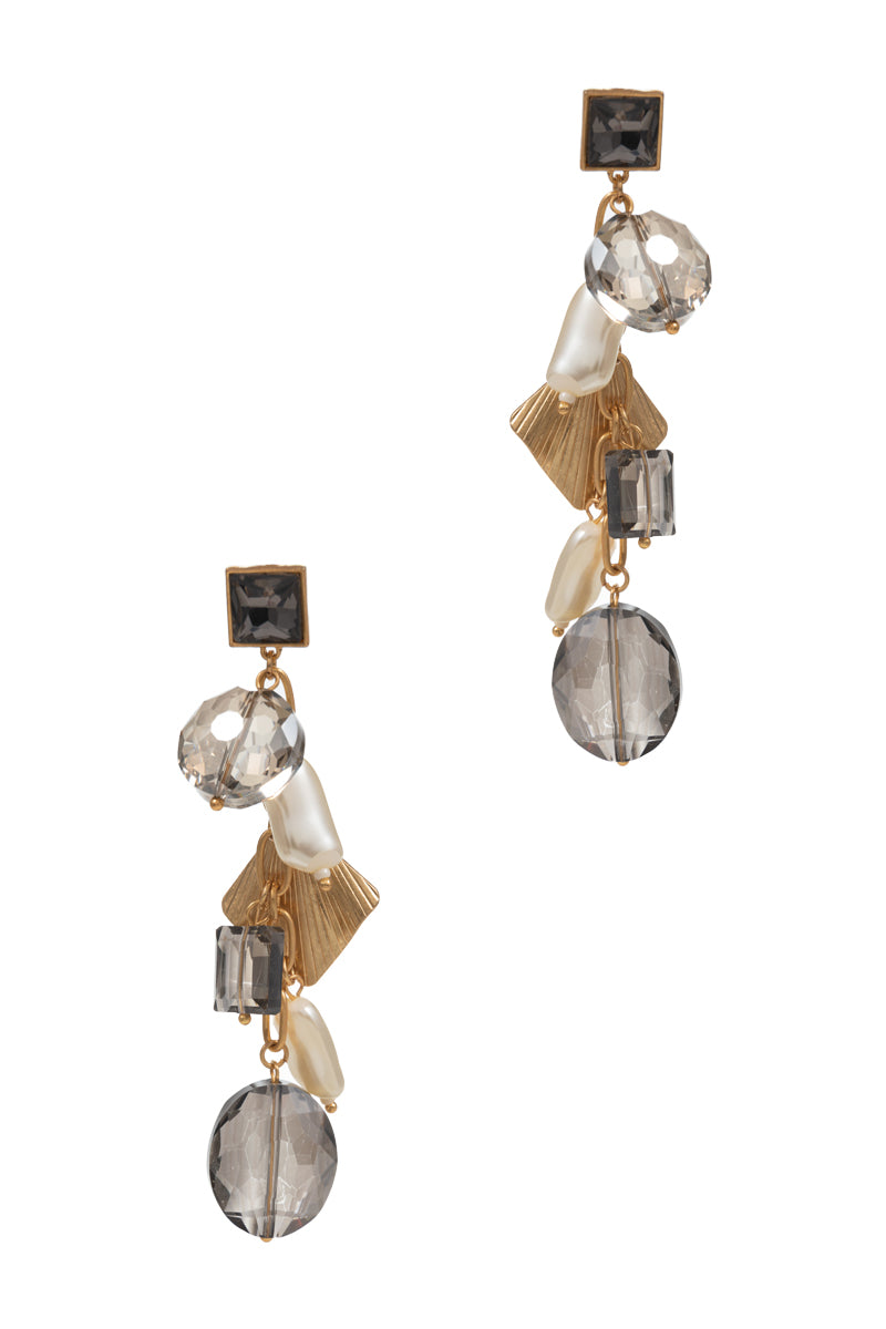 Linear Glass Charm Post Earrings