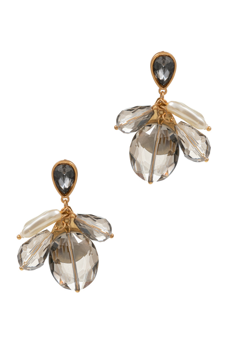Cluster Glass Charm Post Earrings
