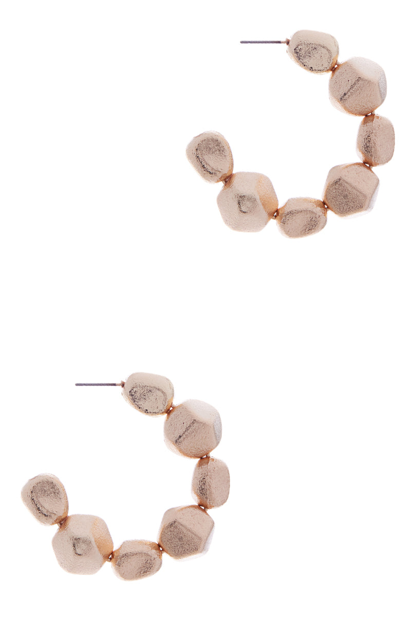Linked Rocks Sanding Textured Pin Hoop Earrings