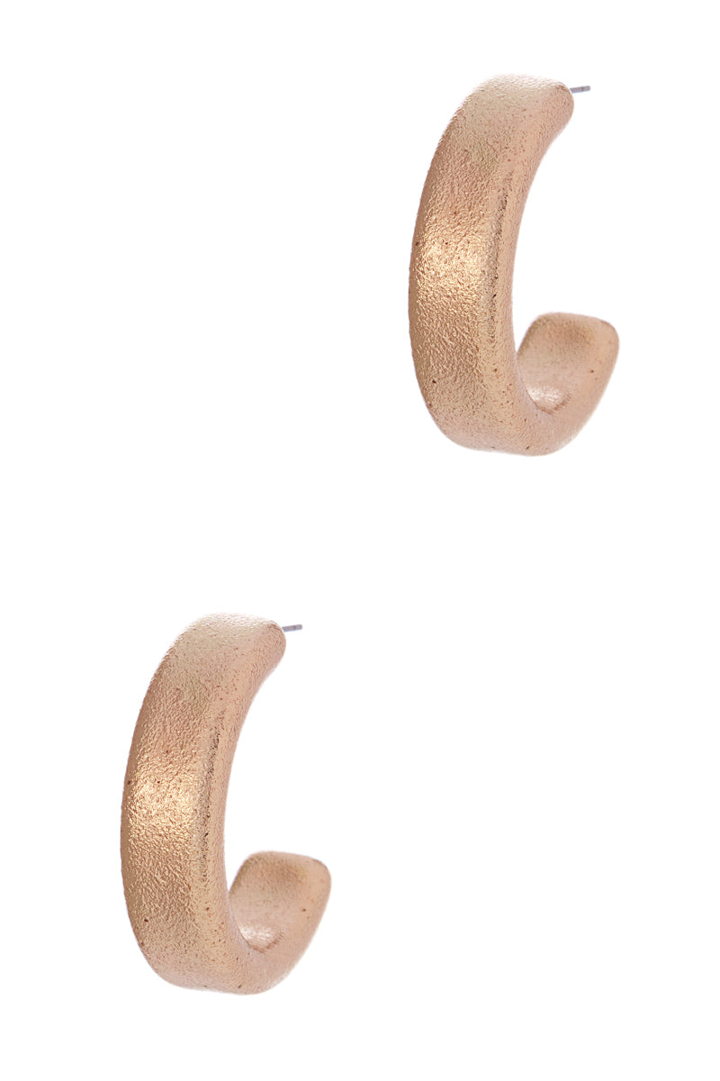 Round Sanding Textured Pin Hoop Earrings