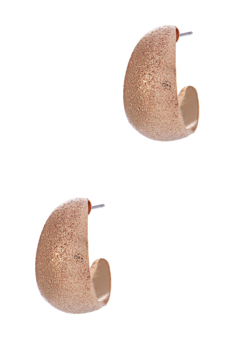 Bold Round Sanding Textured Pin Hoop Earrings