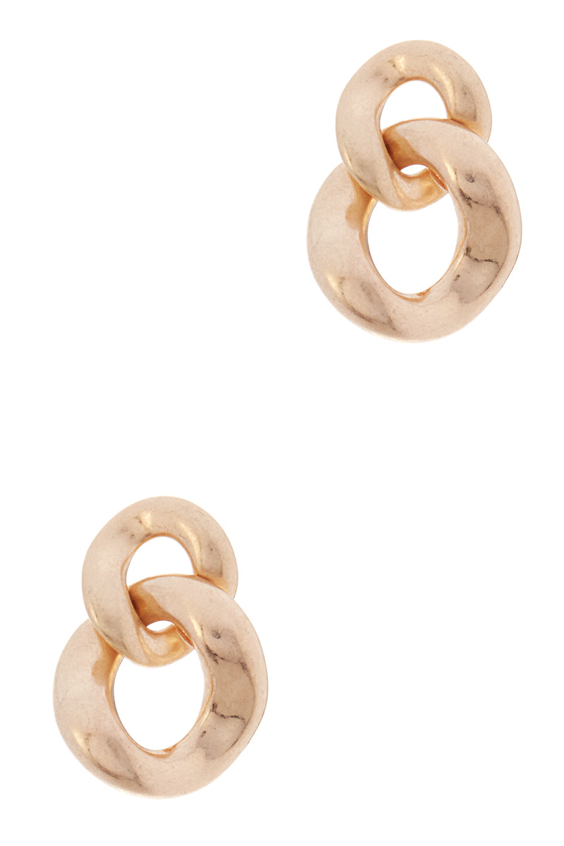 Irregular Shaped Link Basic Metal Post Earrings