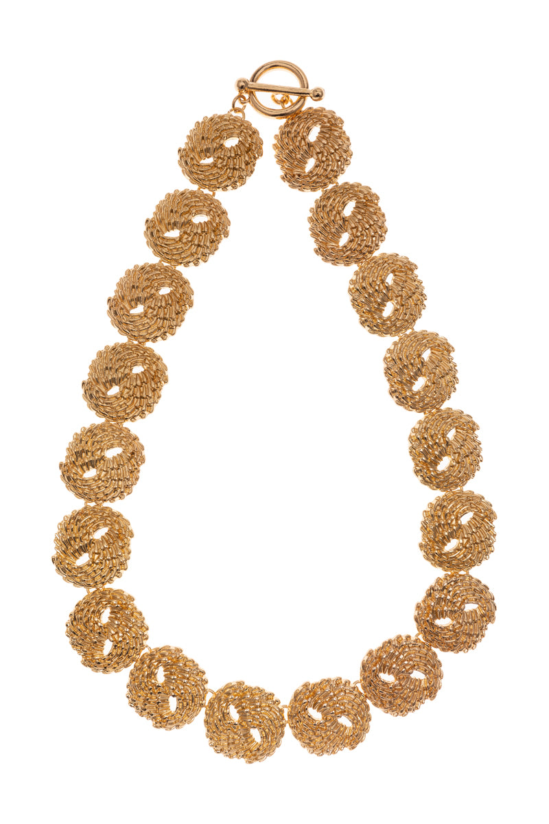 Vintage Textured Metal Statement Short Necklace