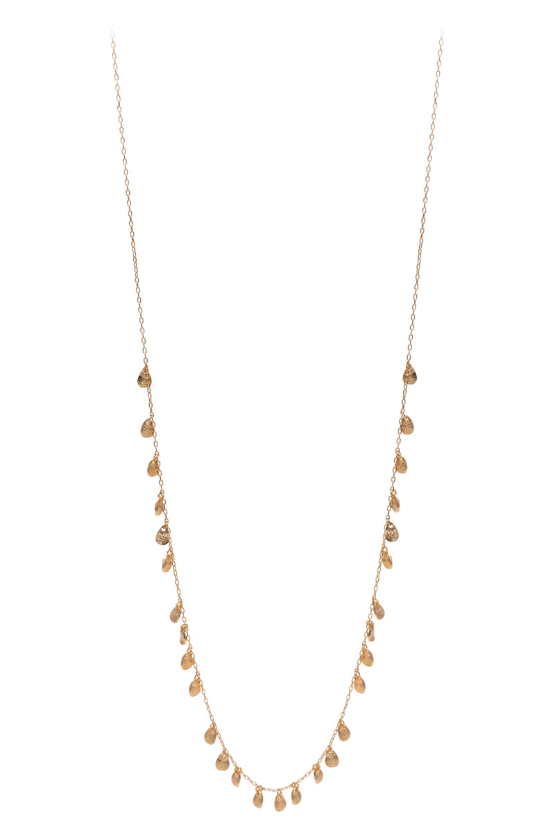 Texutred Shaped Basic Metal Long Necklace