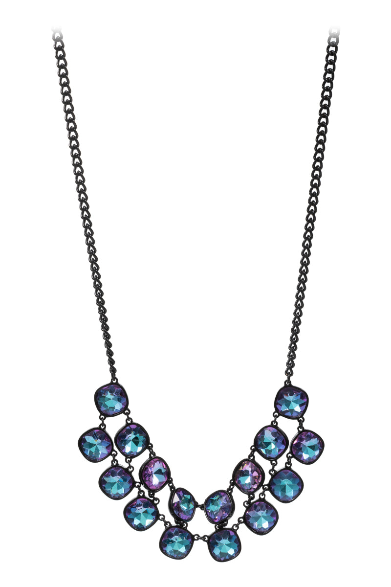 Linked Irregular Square Rhine Stone Short Necklace