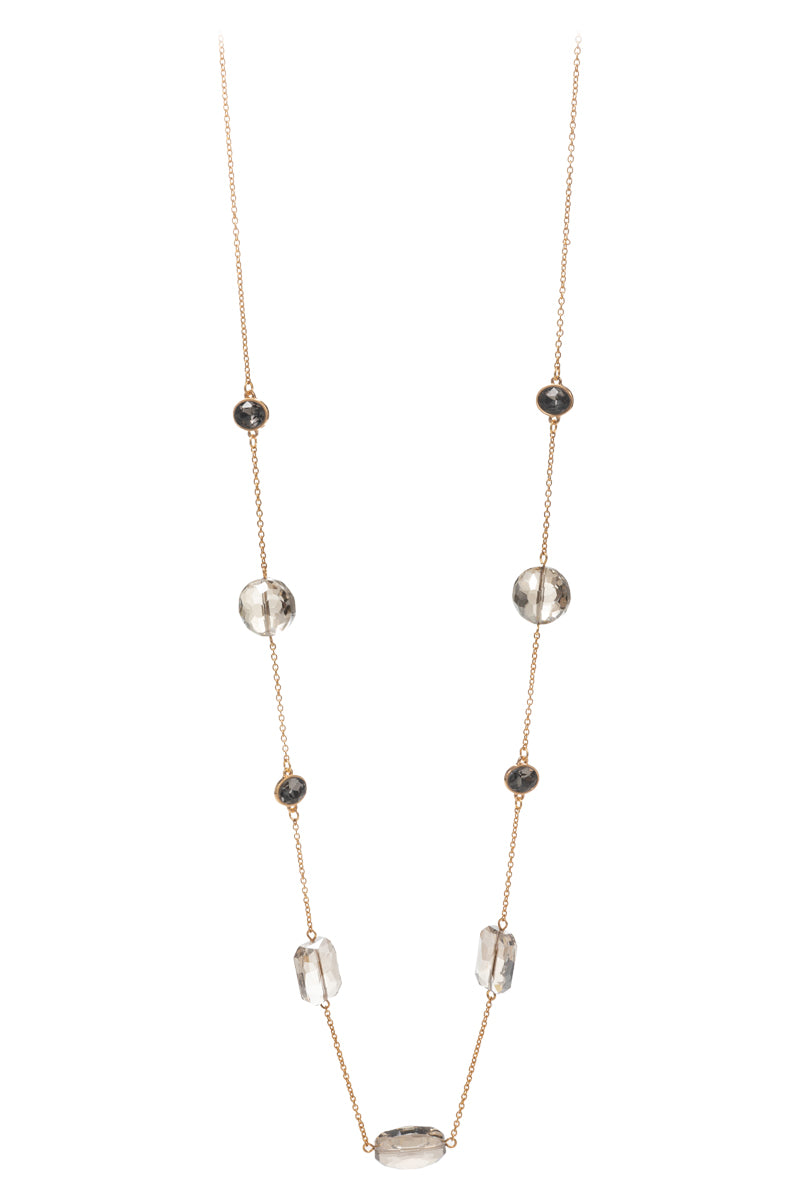 Chain Shaped Glass Station Long Necklace