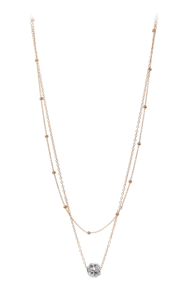 Square Shaped Glass Stone Party Layered Necklace