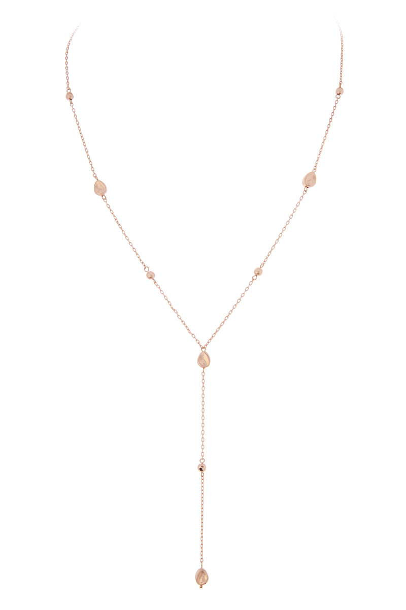 Drop Basic Metal Nugget Y Shape Neckalce