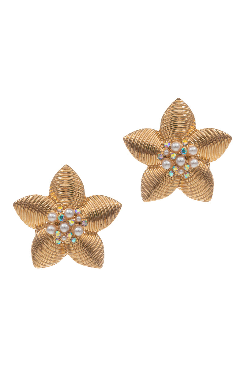 Flower Shaped Metal Post Earrings