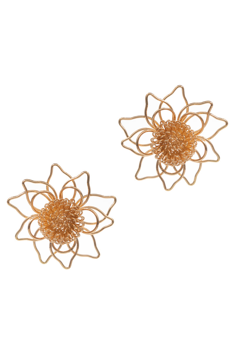 Flower Shaped Metal Post Earrings