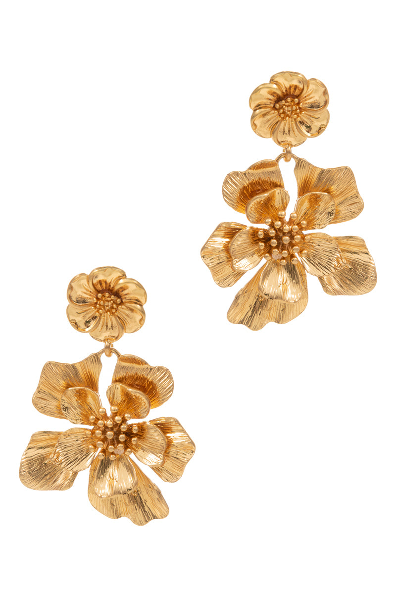 Flower Shaped Petal Statement Post Earrings