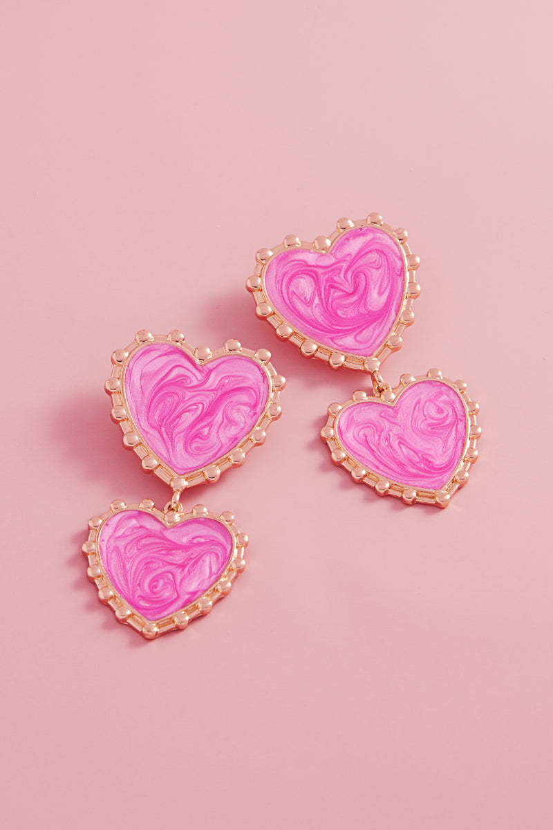 Valentines Day Heart Enamel Statement Post Earrings