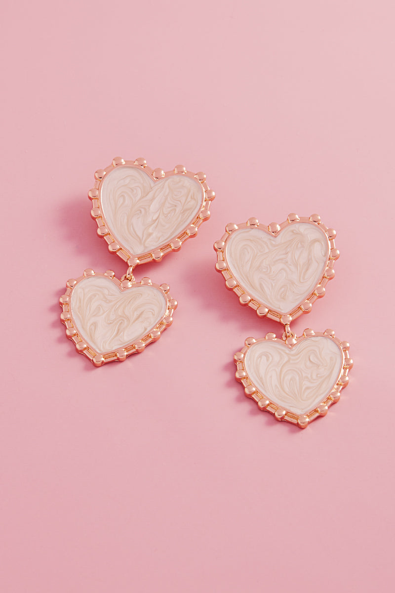 Valentines Day Heart Enamel Statement Post Earrings