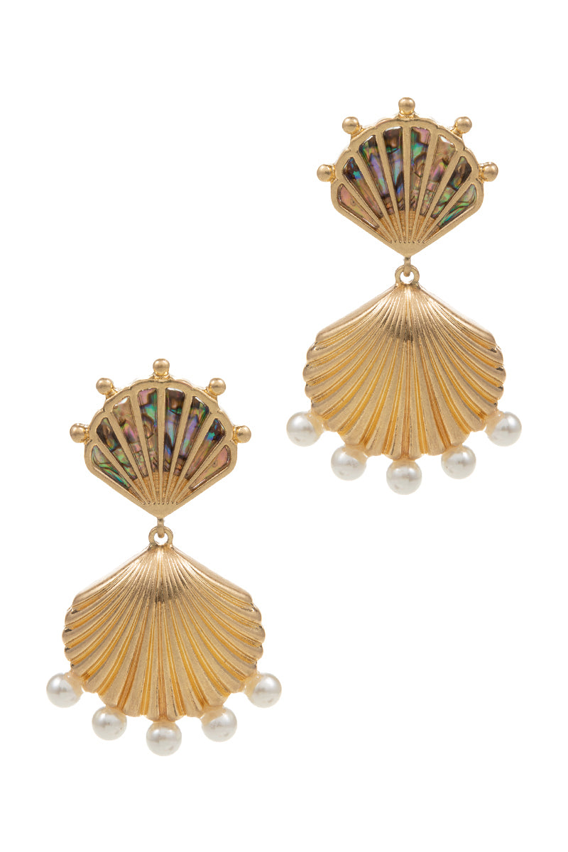 Double Shell With Shell Paper Post Earrings