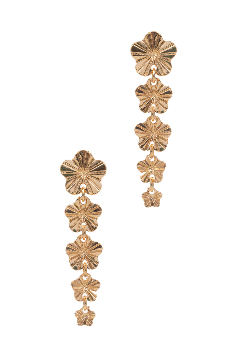 Basic Metal Flower Dangle Linear Post Earrings