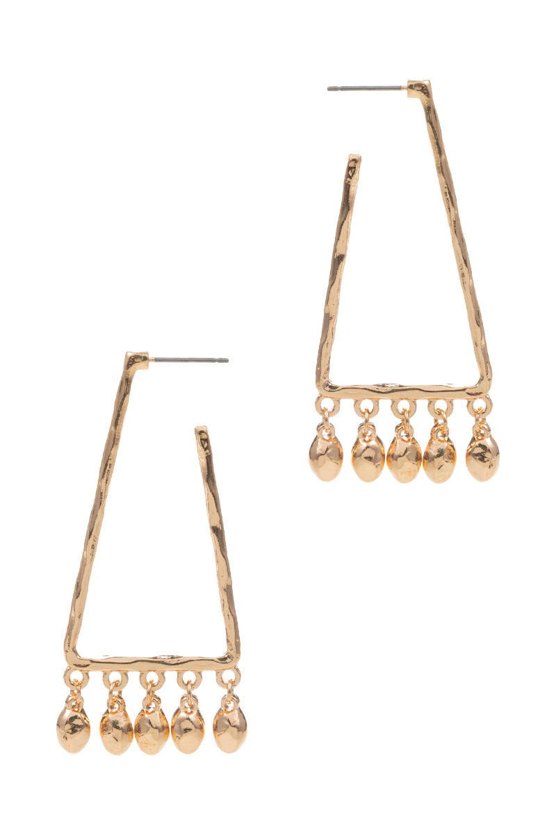 Square Shaped Basic Metal Drop Hoop Earrings