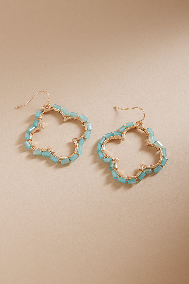 Clover Shaped Metal Hook Earrings