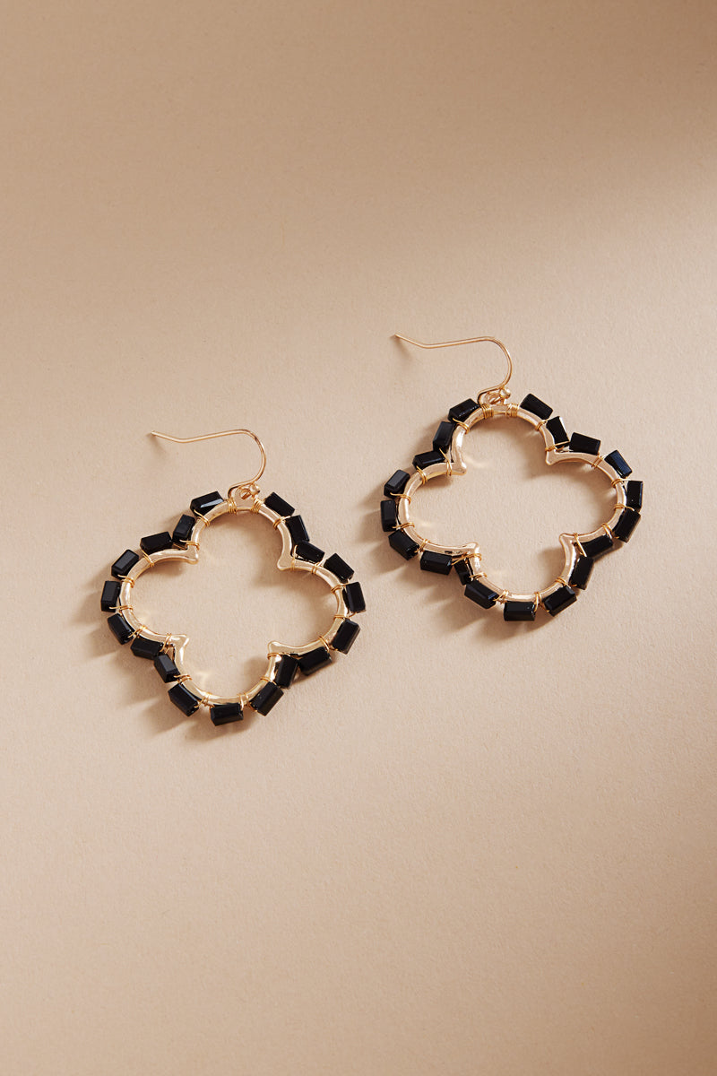 Clover Shaped Metal Hook Earrings