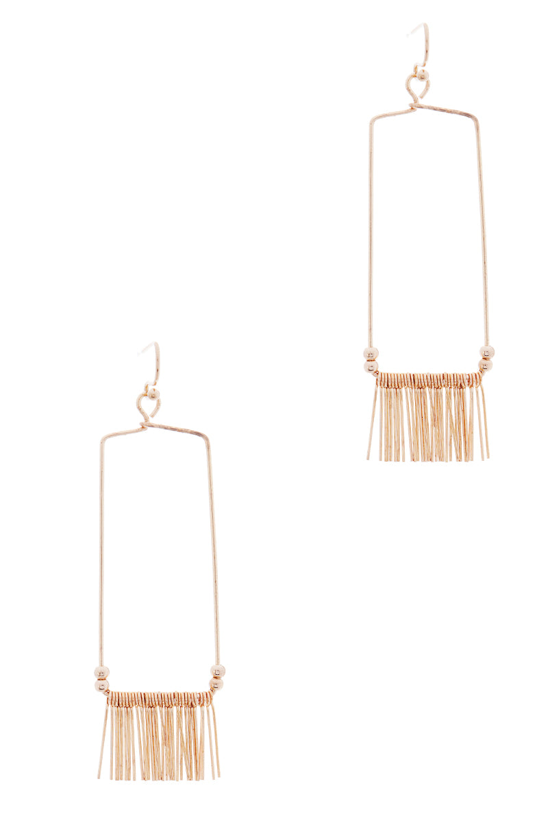 Rectangle Shaped Brass Basic Metal Hook Earrings
