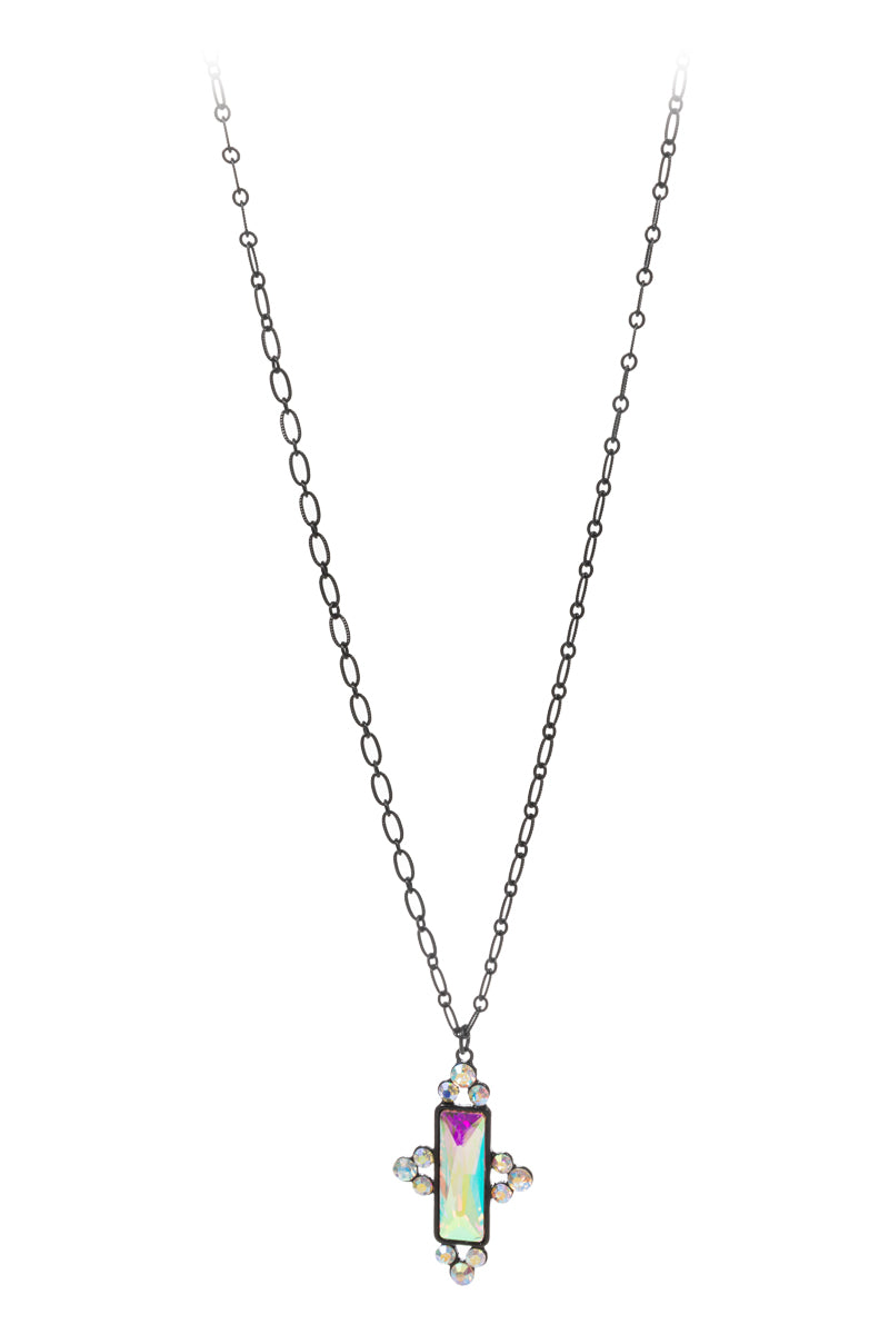 Bar Shaped With Rhine Stone Short Necklace