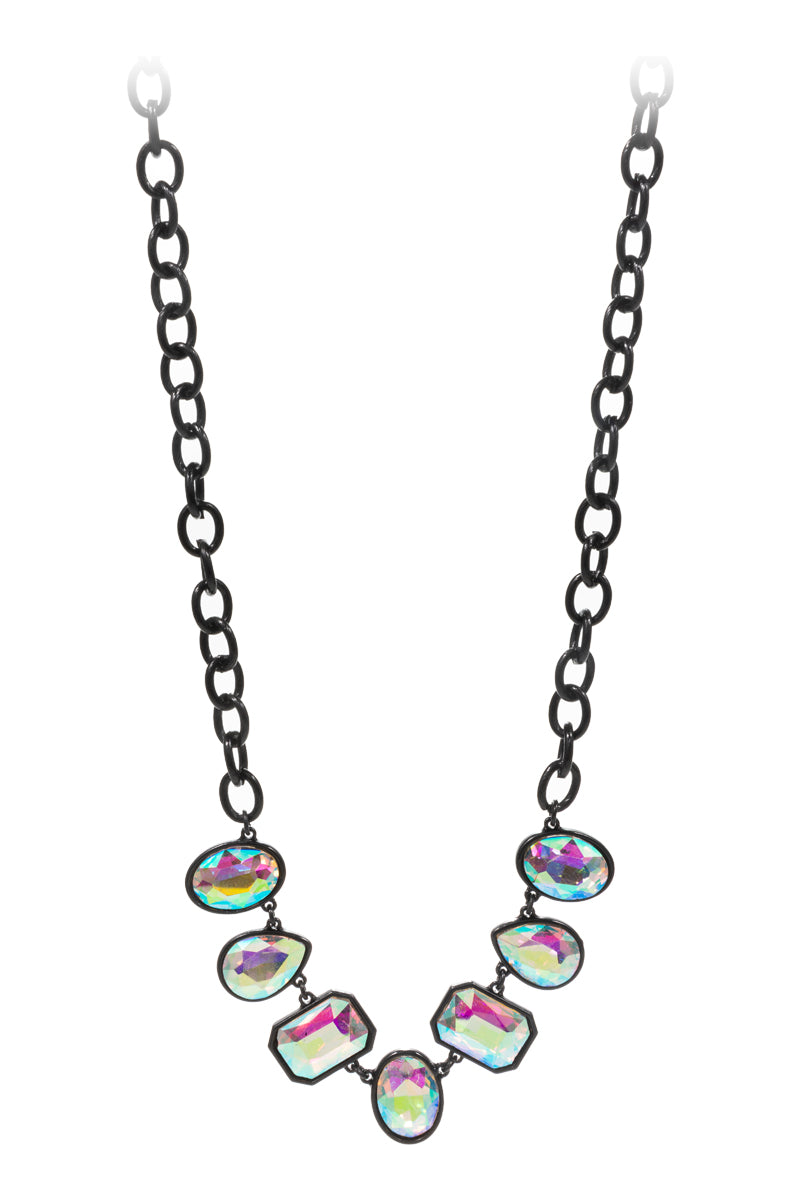 Mixed Shaped Rhine Stone Staement Short Necklace