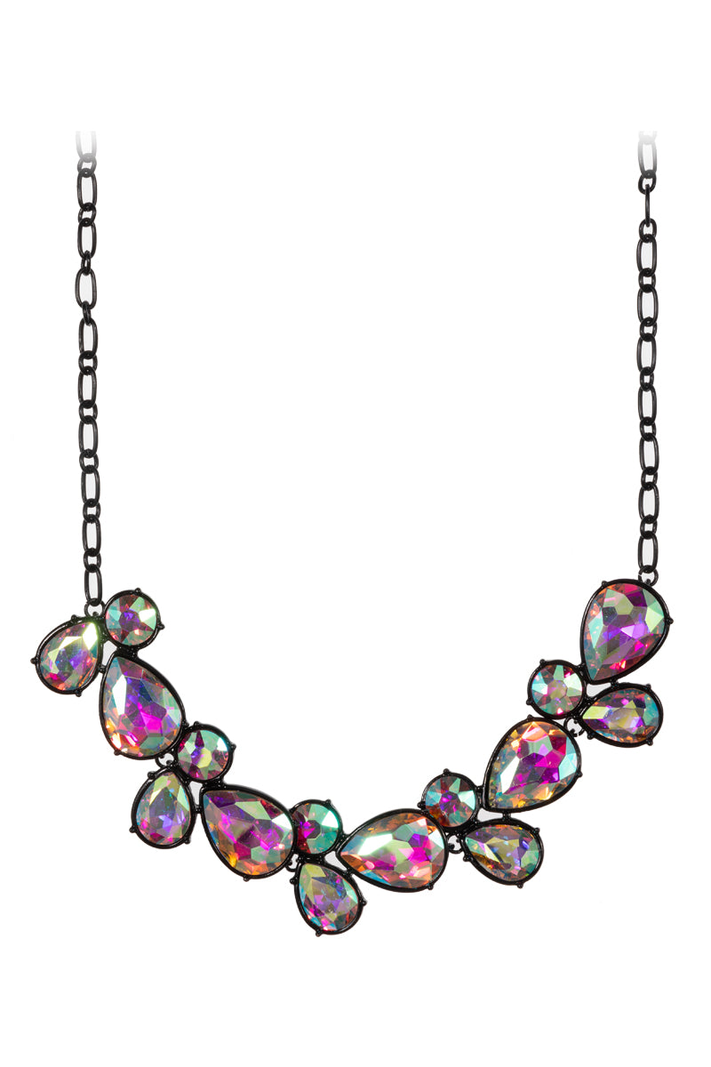 Mixed Shaped Rhine Stone Linked Short Necklace