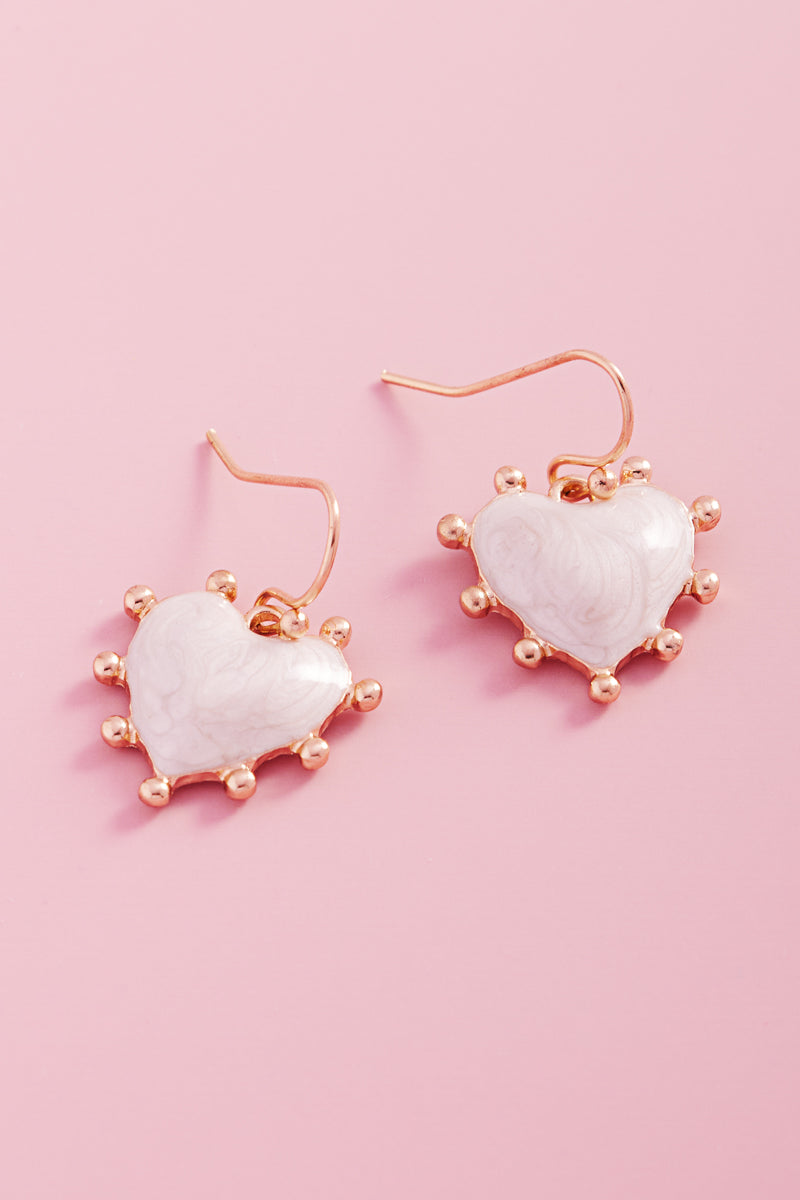 Valentines Day Heart Pearlize Enamel Hook Earrings