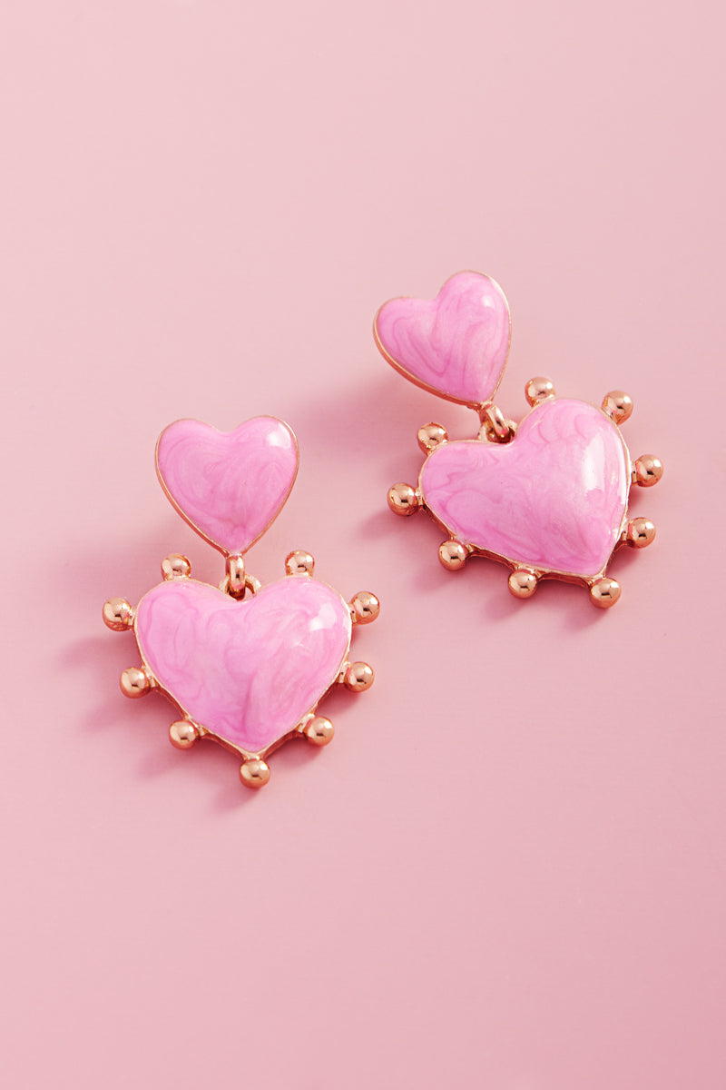 Valentines Day Heart Pearlize Enamel Post Earrings
