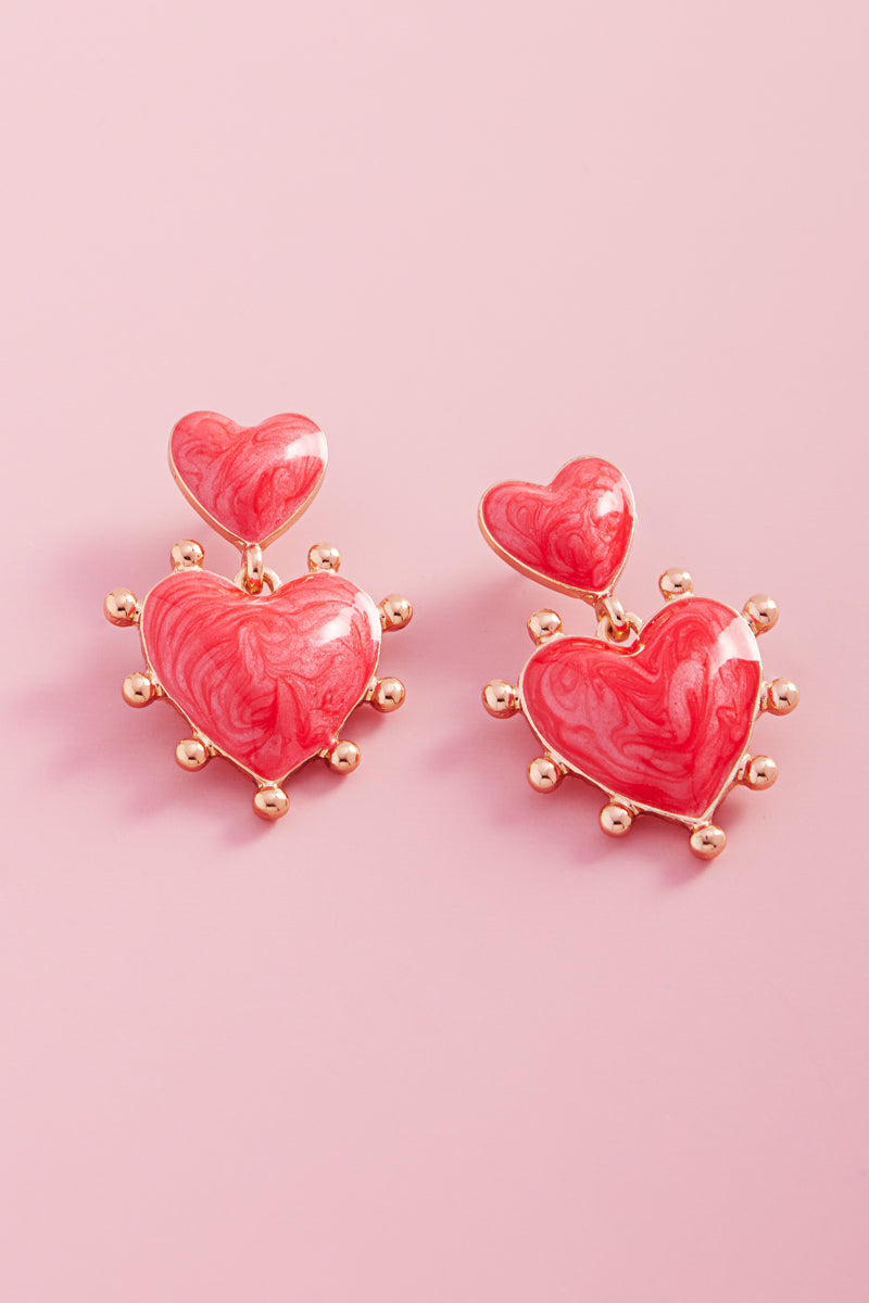 Valentines Day Heart Pearlize Enamel Post Earrings