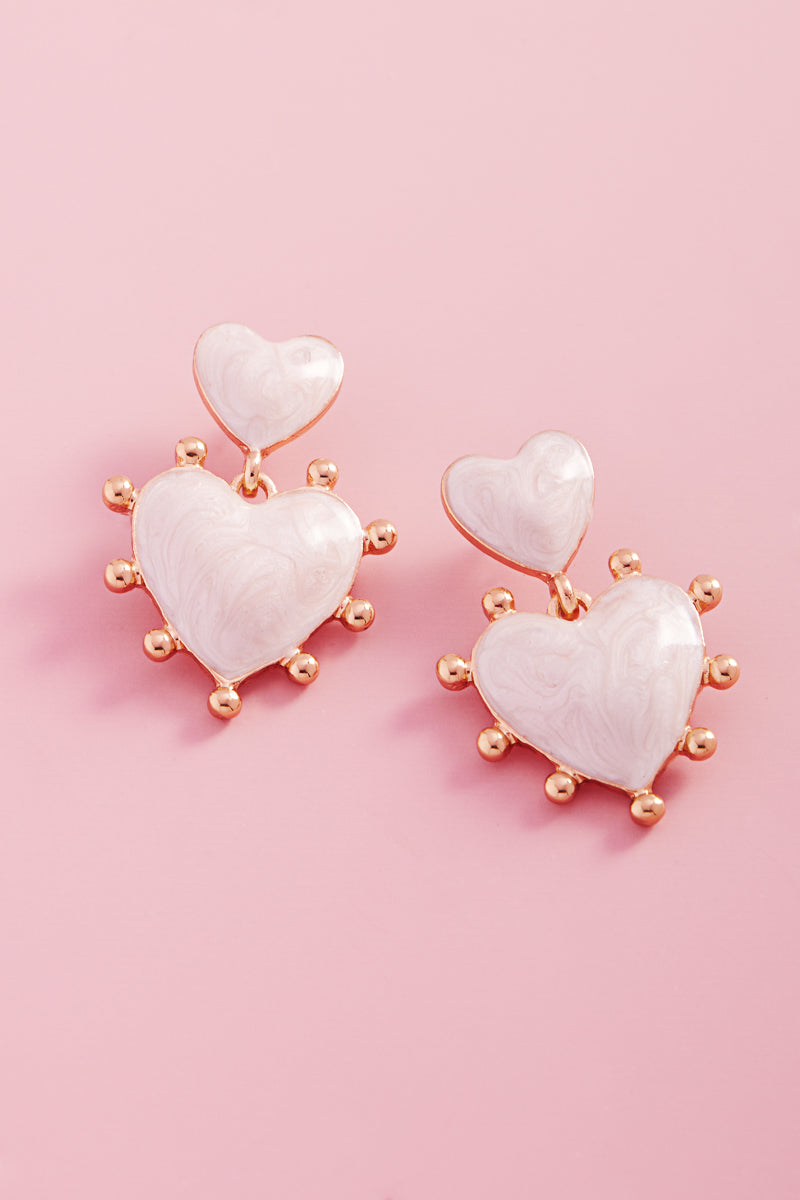 Valentines Day Heart Pearlize Enamel Post Earrings