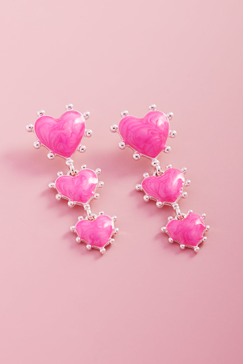 Valentines Day Heart Pearlize Enamel Post Earrings