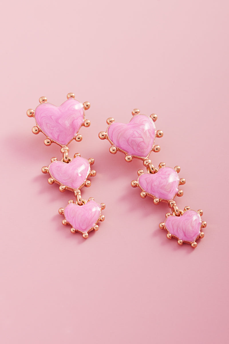 Valentines Day Heart Pearlize Enamel Post Earrings