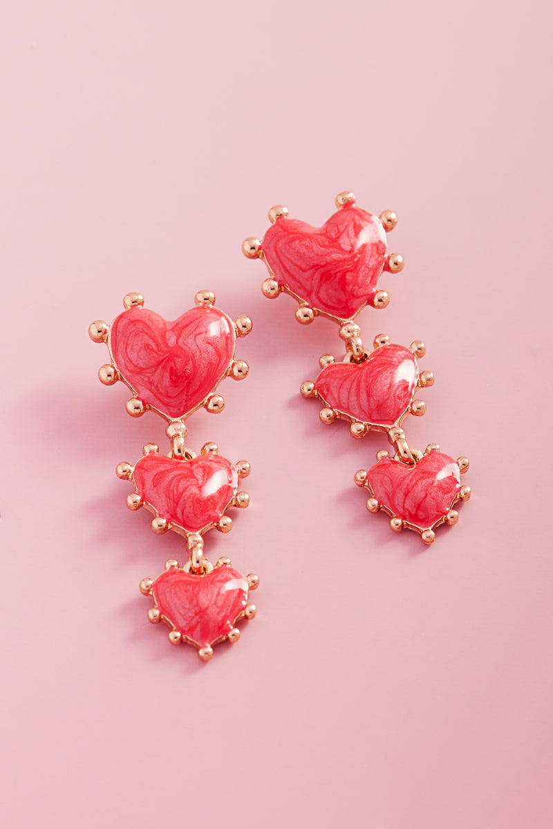 Valentines Day Heart Pearlize Enamel Post Earrings