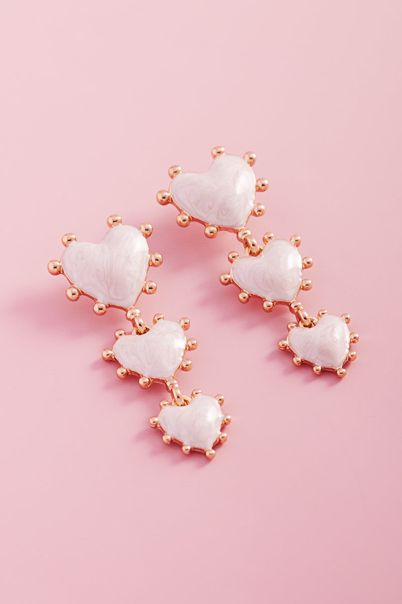 Valentines Day Heart Pearlize Enamel Post Earrings