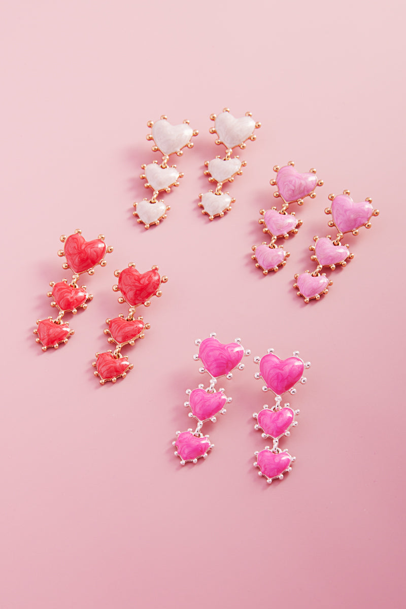 Valentines Day Heart Pearlize Enamel Post Earrings