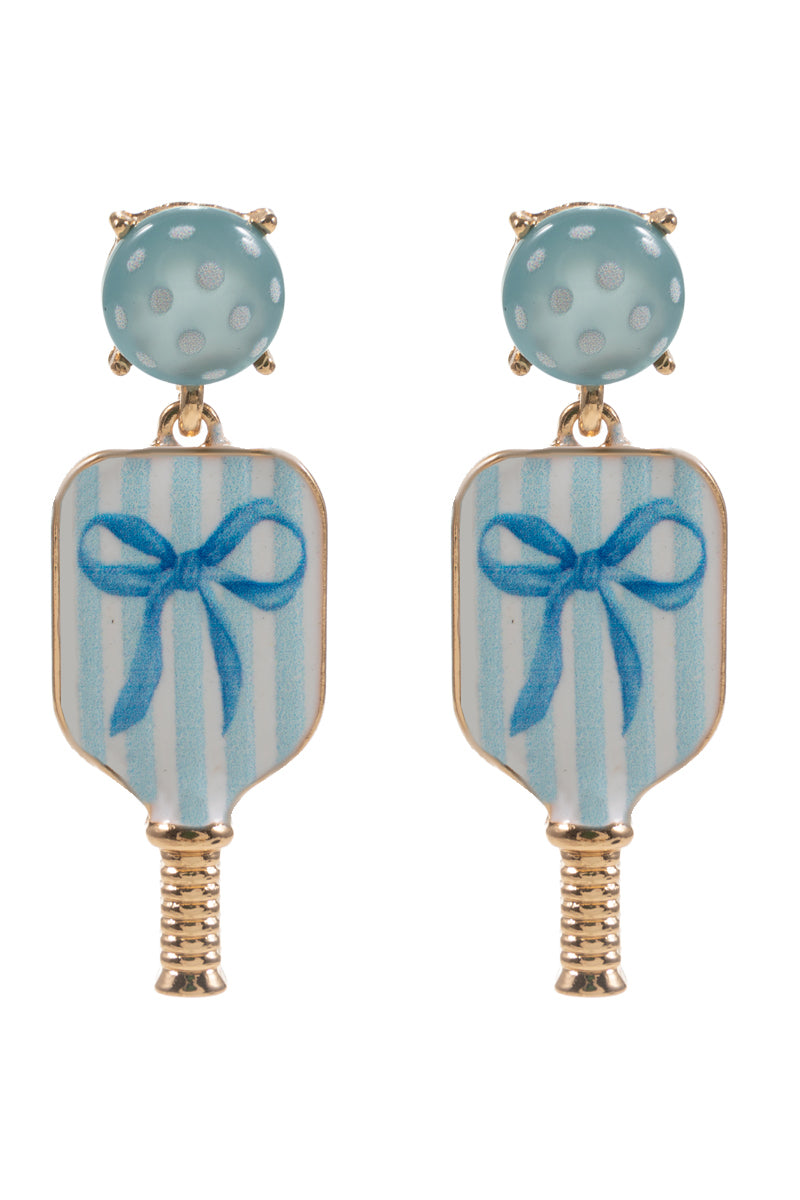 Sports Ball Enamel Bow Faux Cats Eye Post Earrings