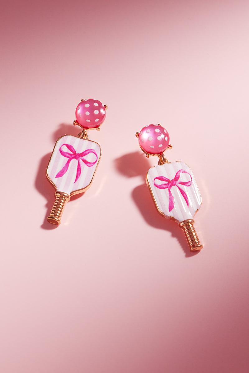 Sports Ball Enamel Bow Faux Cats Eye Post Earrings