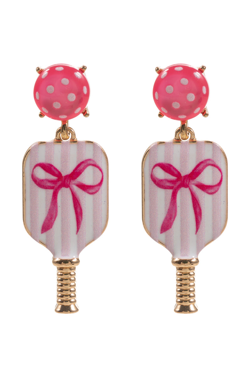 Sports Ball Enamel Bow Faux Cats Eye Post Earrings