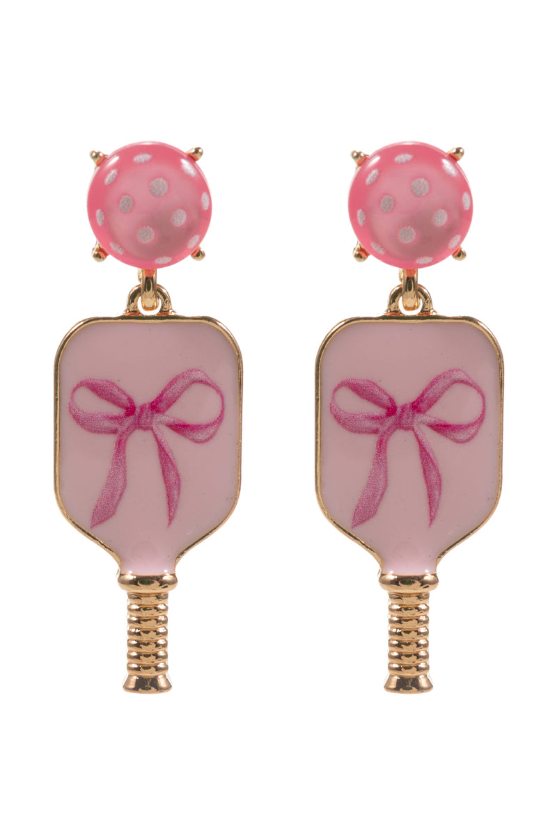 Sports Ball Enamel Bow Faux Cats Eye Post Earrings