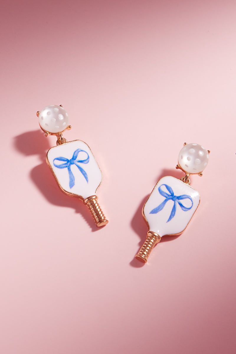 Sports Ball Enamel Bow Faux Cats Eye Post Earrings