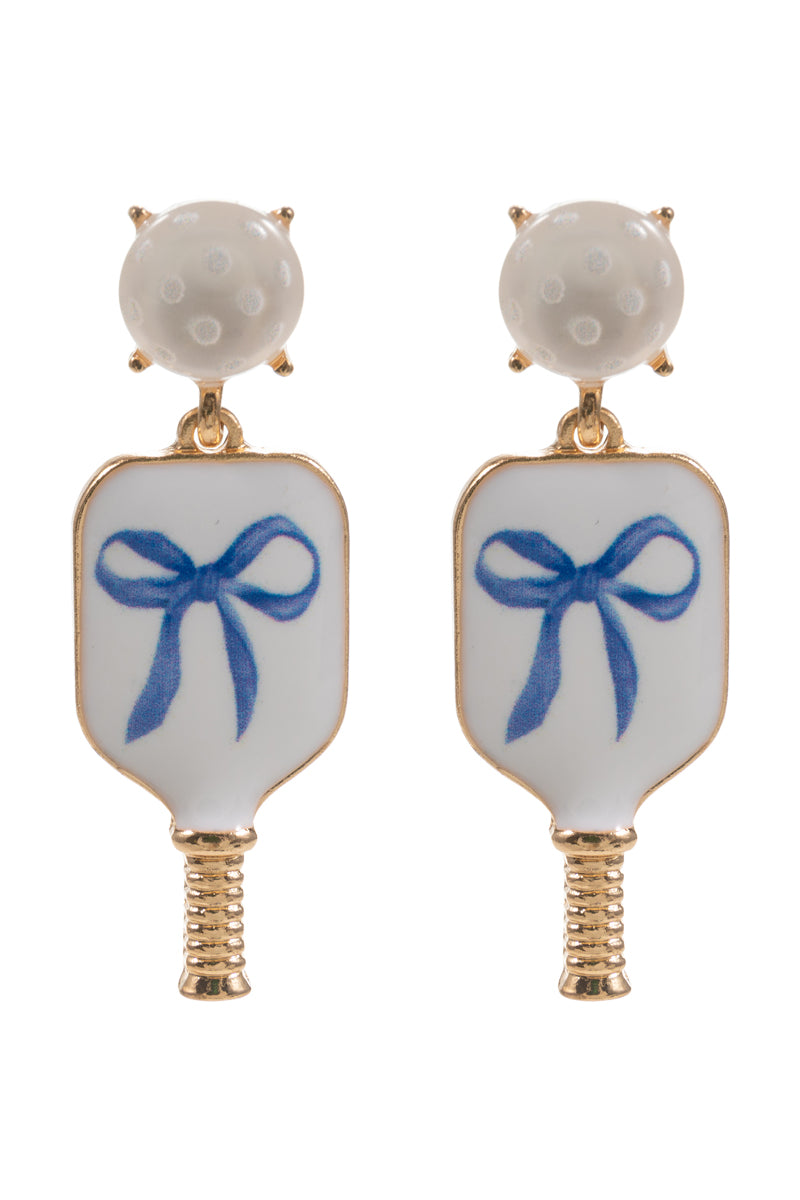 Sports Ball Enamel Bow Faux Cats Eye Post Earrings