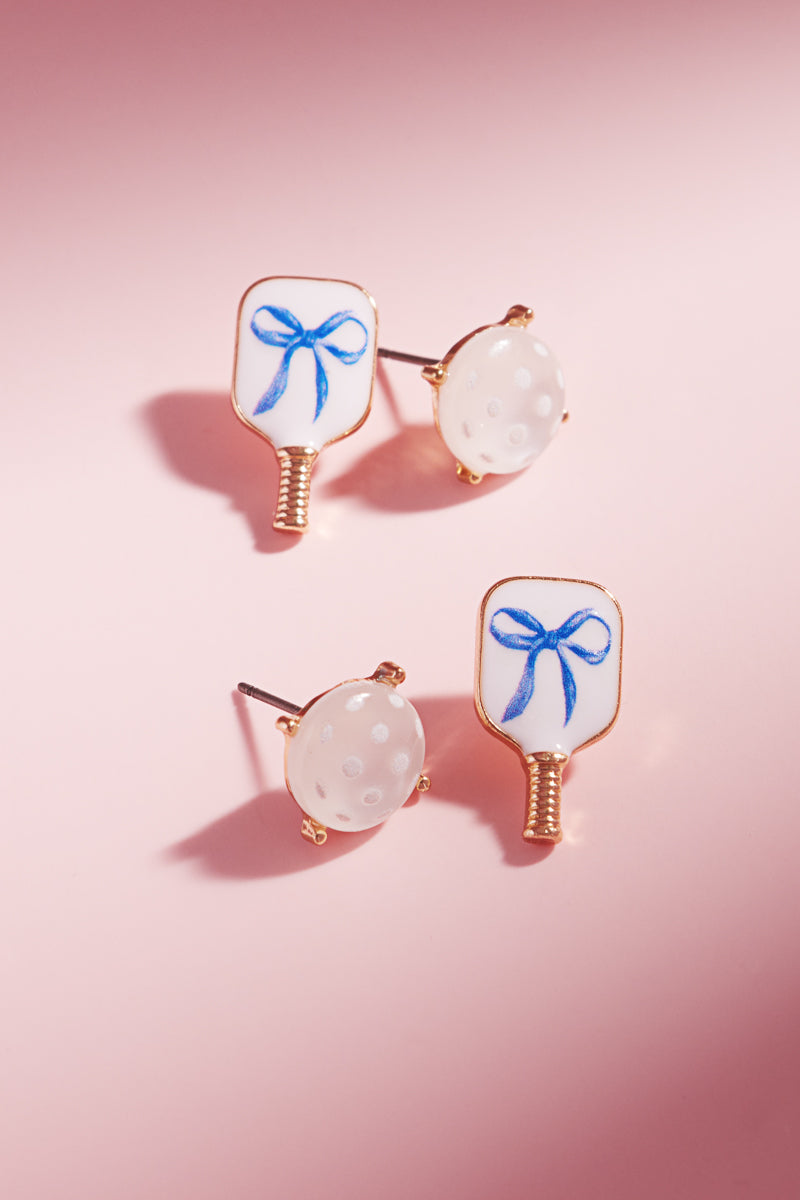 Sports Pickleball Enamel Faux 3 Set Post Earrings