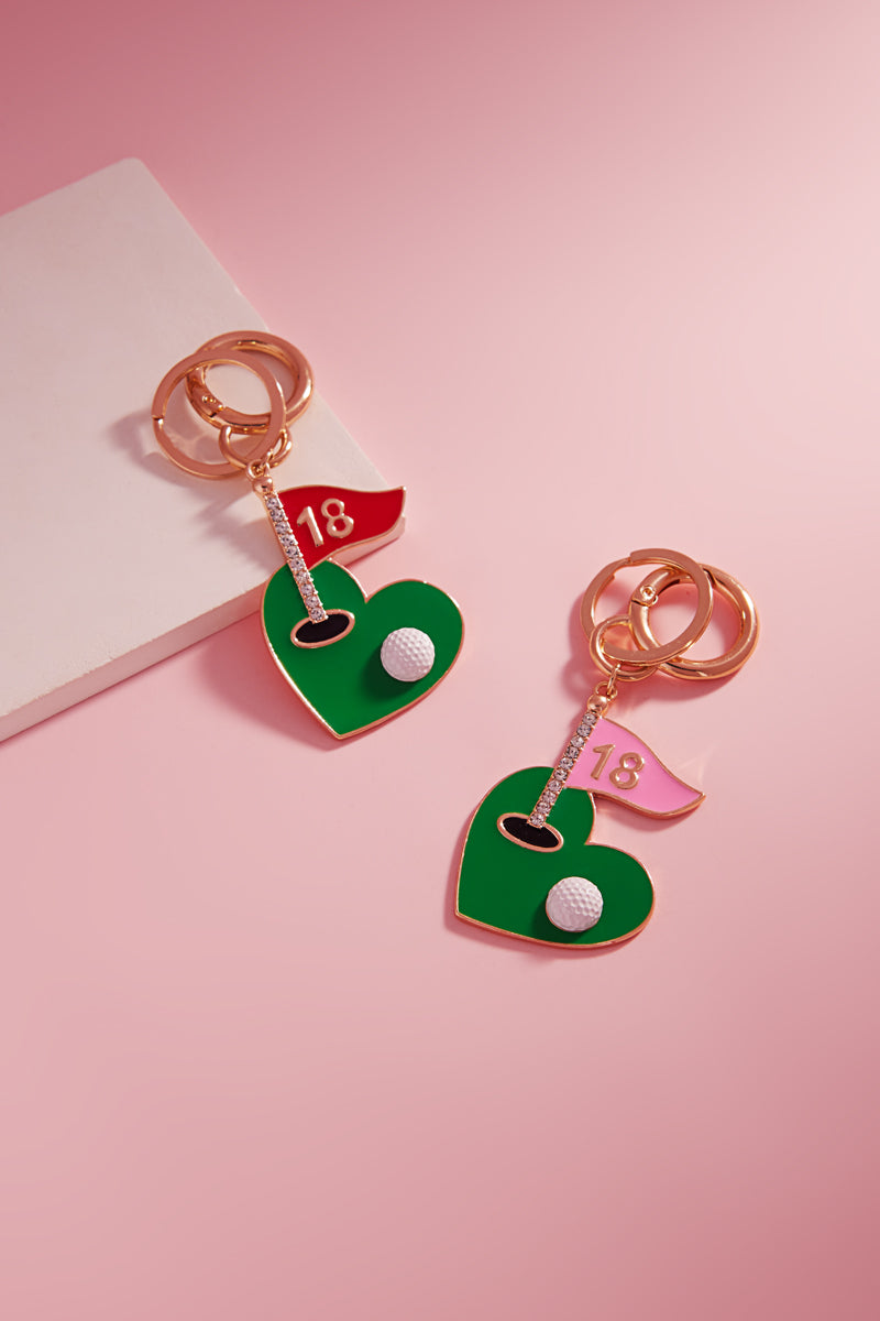 Sports Golf Hole Enamel Stones Color Ball Keychain