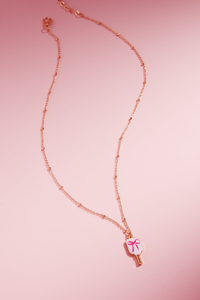 Sports Pickleball Enamel W Ribbon Short Necklace