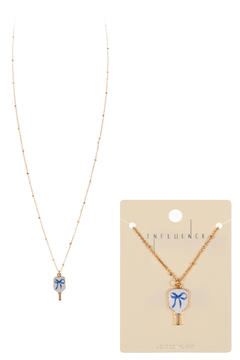 Sports Pickleball Enamel W Ribbon Short Necklace